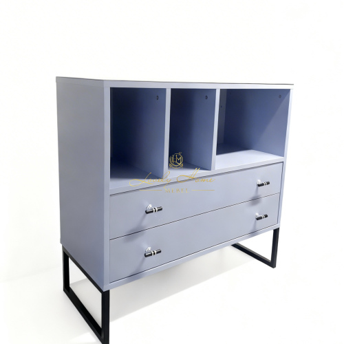 Комод AZIO LHM 900х450х850 серо-голубой со стеклом