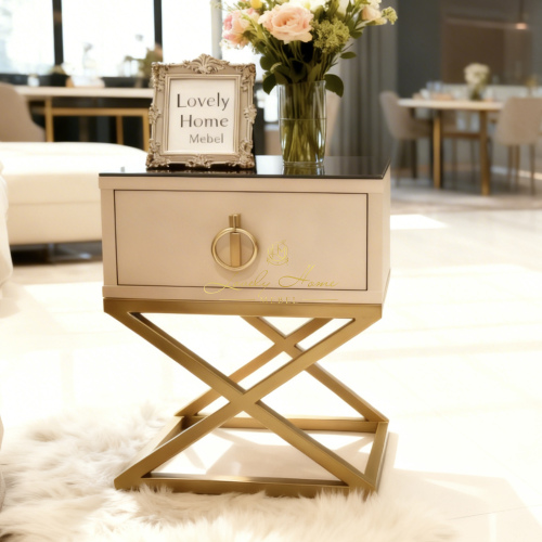 Прикроватная тумбочка AZIO LHM1 CROSS GOLD 400х350х500 (ШхГхВ)