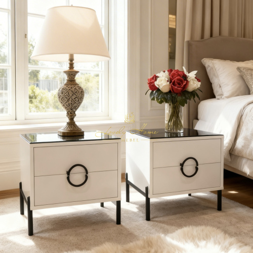 Прикроватная тумбочка AZIO LHM2 LEG GLASS BLACK 500х350х550 (ШхГхВ)