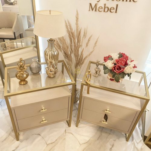 Прикроватная тумбочка METAL BOX LHM2 GOLD  545х350х620 (ШхГхВ)