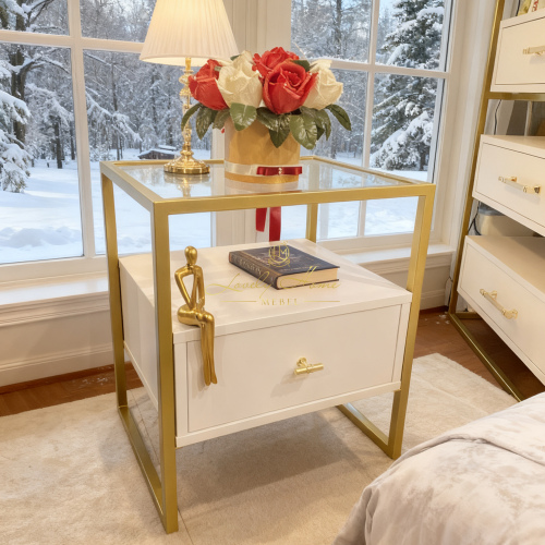 Прикроватная тумбочка METAL BOX LHM1 GOLD 495х402х560 (ШхГхВ)